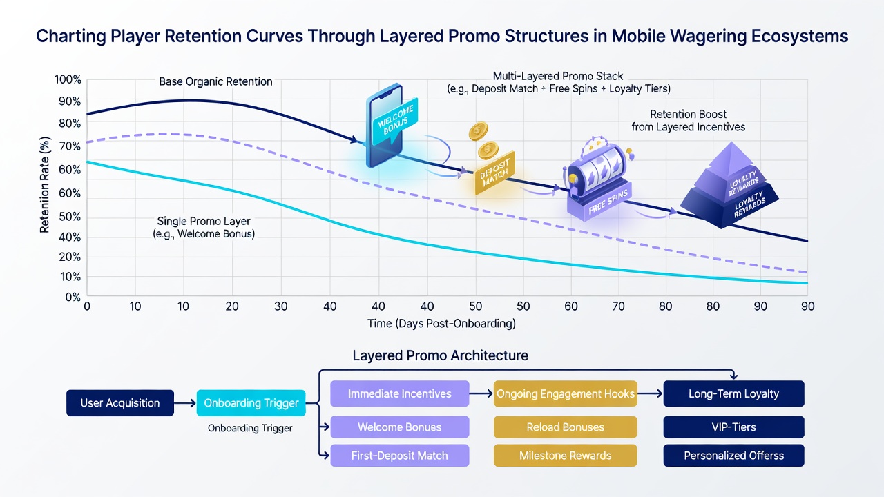 Diagramme zu Retentionskurven und Promo-Ebenen in mobilen Wettökosystemen