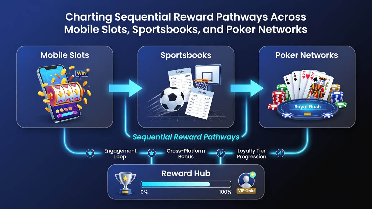 Detaillierte Darstellung von Belohnungsübergängen zwischen mobilen Slots, Sportwetten und Poker
