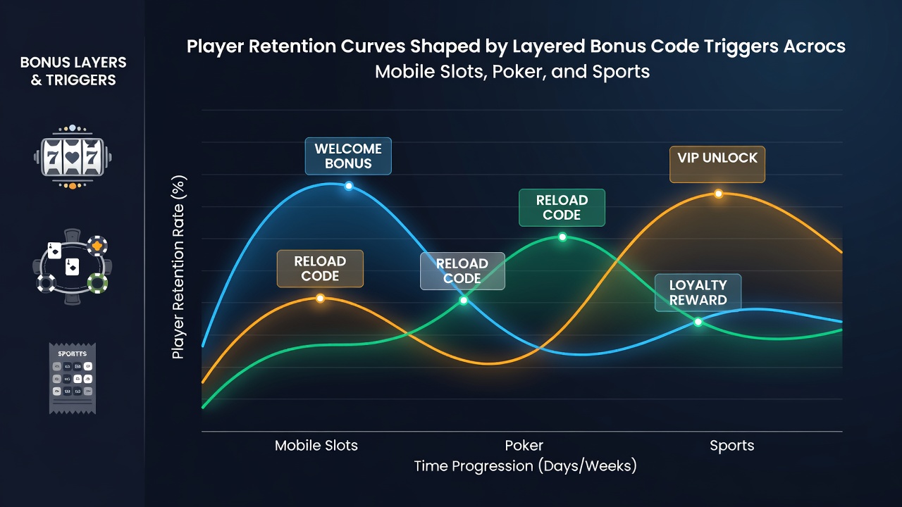 Vergleichsdiagramm von Bindungskurven in Poker und Sportwetten mit gestaffelten Bonus-Triggern